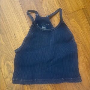 Navy Blue Ribbed Tank Top